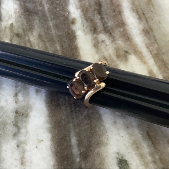 VINTAGE Brown Topaz 14KT Gold Ring - Picture 6 of 10